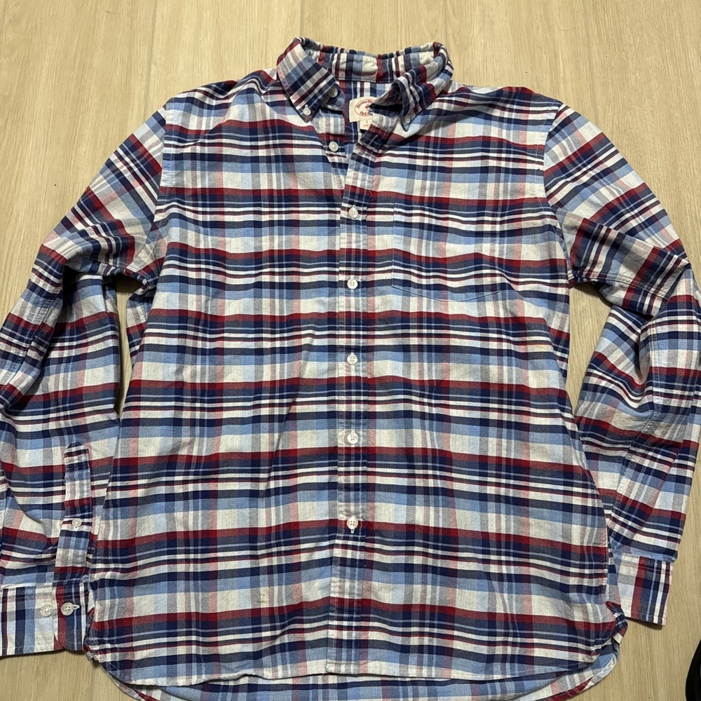 Brooks Brothers Red Fleece‎ Mens Large Scotch Plaid Button Down Shirt Blue Red